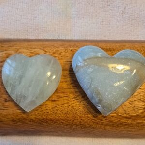 Caribbean Calcite carved heart shaped stones